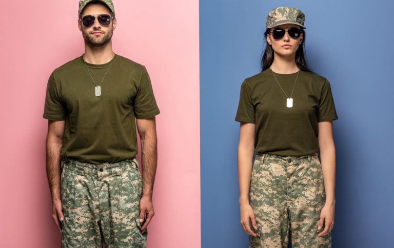 male and female military singles standing side by side