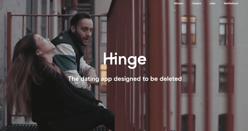 Screenshot of Hinge Landing Page