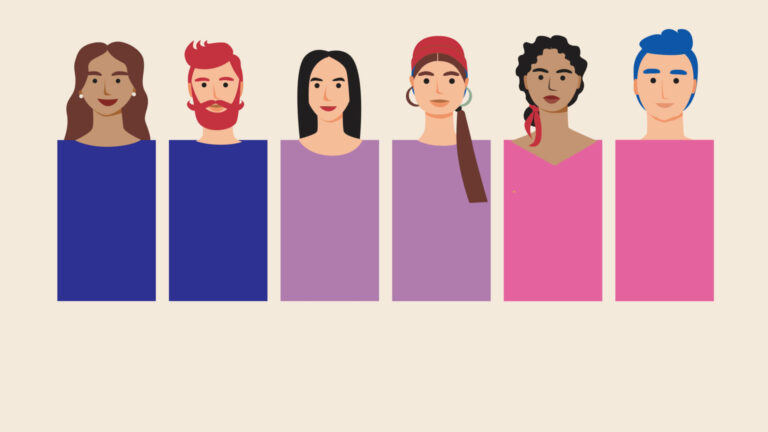 illustration of upper bodies of different bisexual people