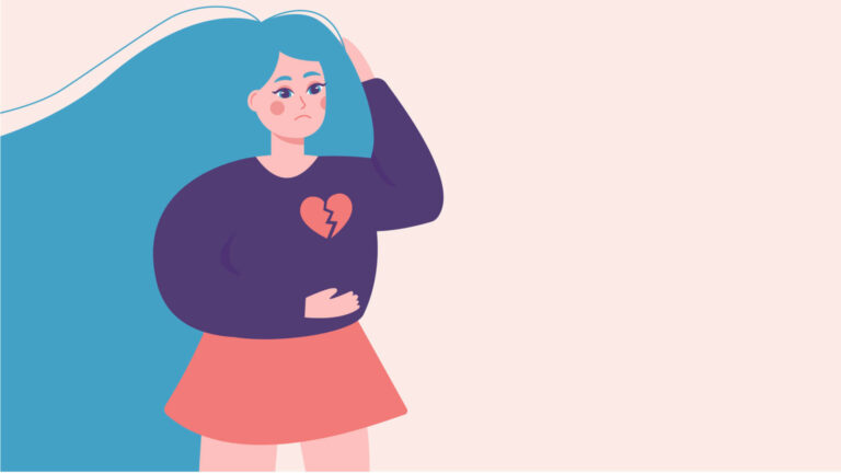 illustration of girl being heartbroken