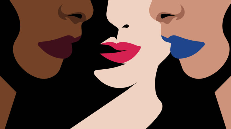 graphic of women's faces with different lipstick