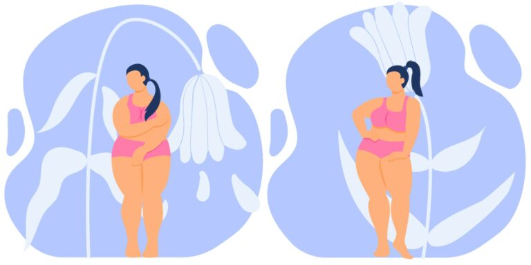 vector art of curvy woman posing in underwear