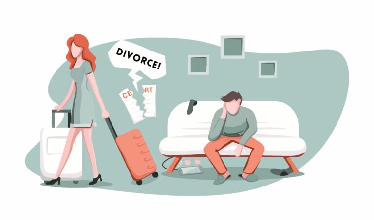 vector art of a woman leaving her husband