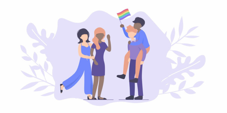 vector art of two queer couples