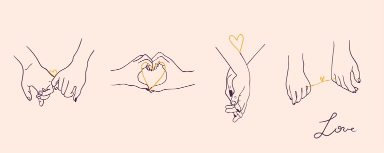 what is my attachment style: line art compilation of hands connected to each other