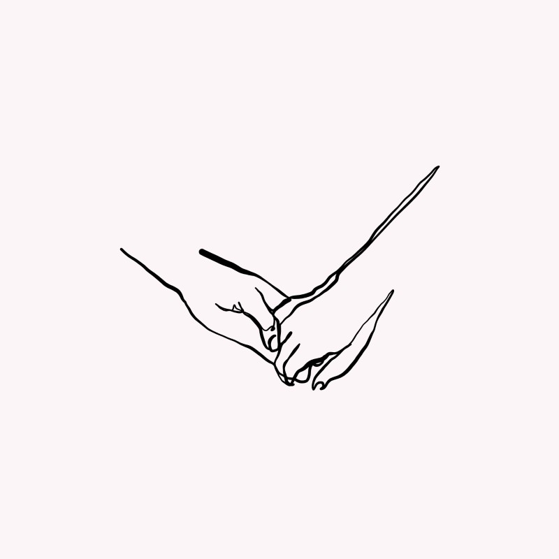 line art of two hands holding each other