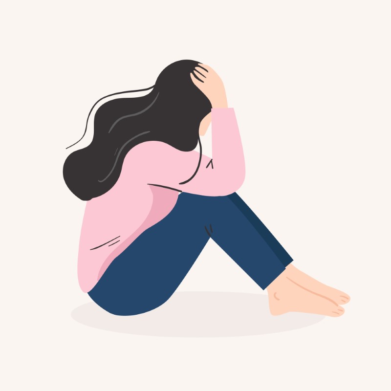 illustration of a sad women