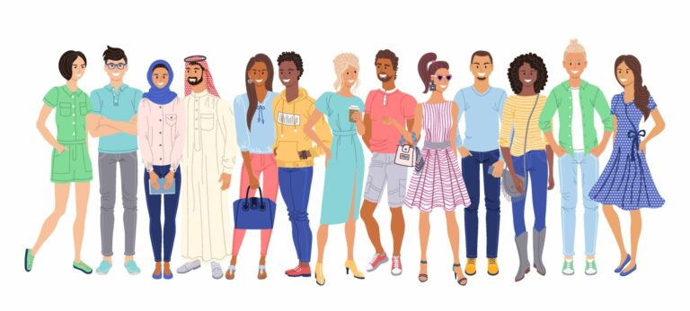 vector art of group of diverse people
