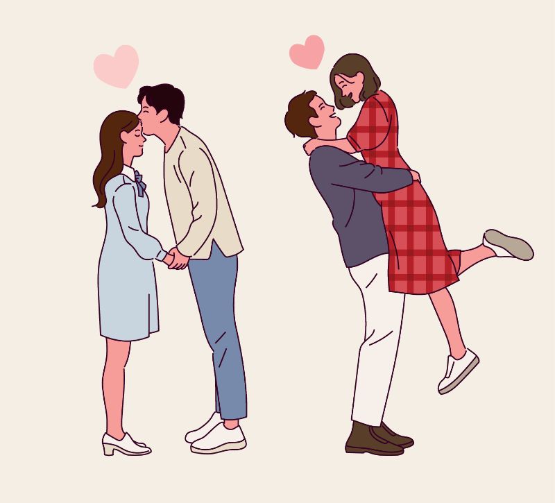 illustration of two couples in love