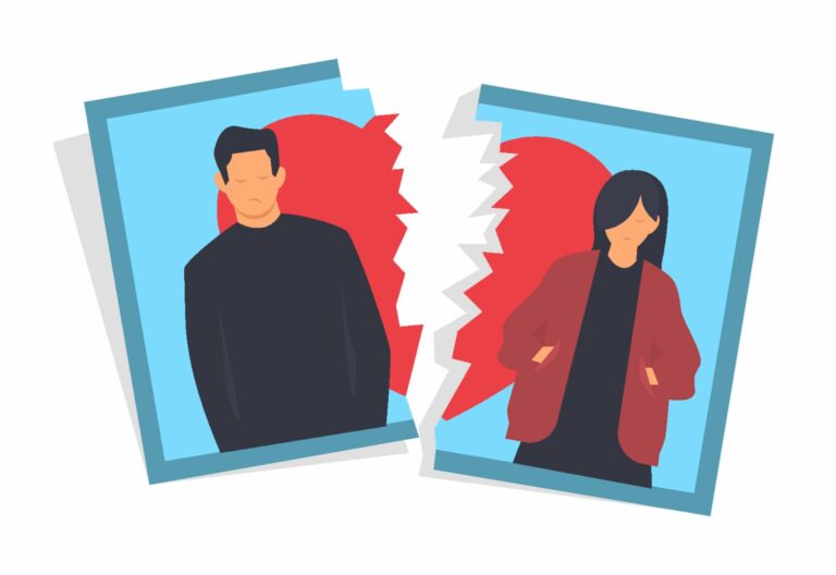 illustration of a torn picture of a couple