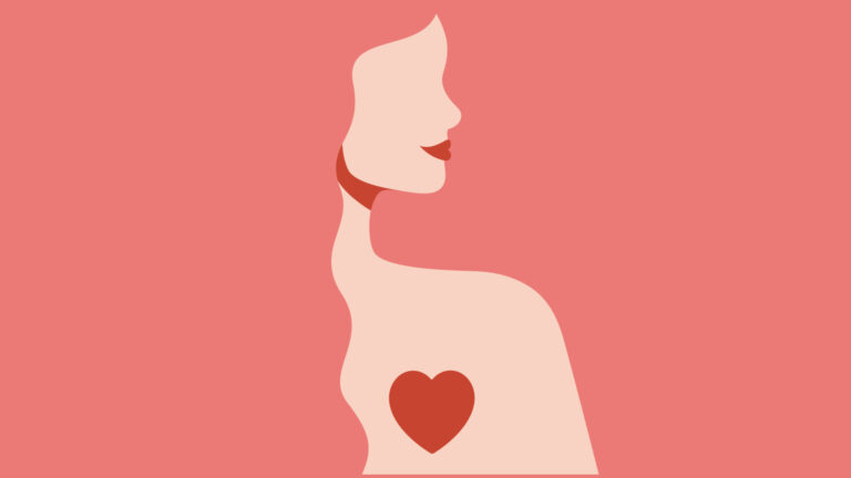 vector art woman with heart