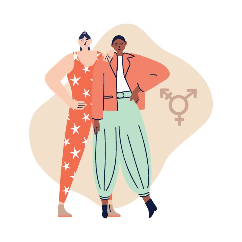 Vector art of transgender couple together