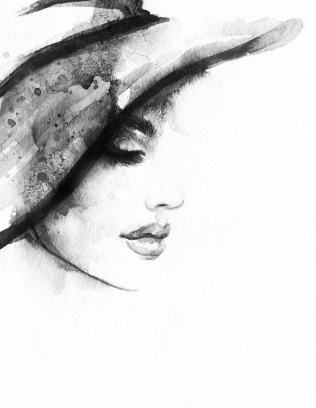 digital painting of a woman with a hat