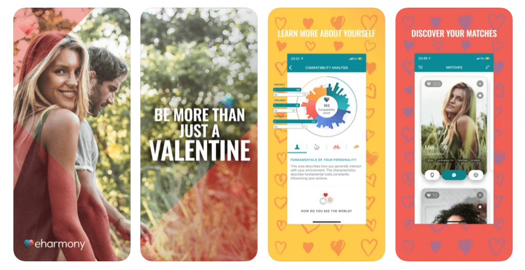 eharmony vs bumble app menus