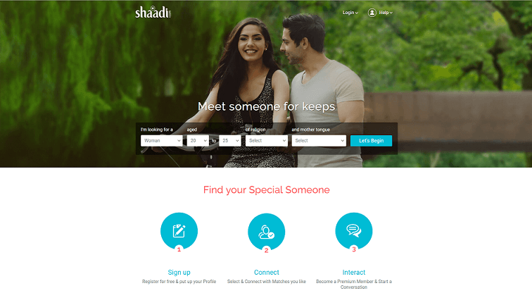 shaadi homepage
