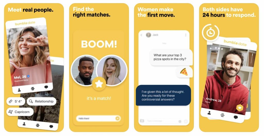 bumble screenshot best dating apps for women shown
