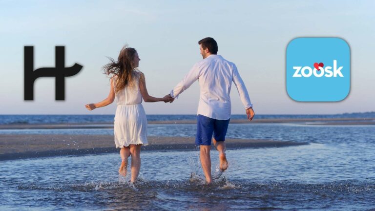 hinge vs zoosk couple on the beach